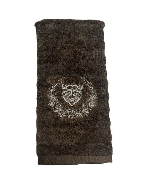 Toalla de mano de baño de felpa texturizada mapache decoración de cabina rústica Foto 1 de 3