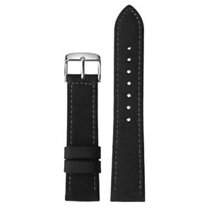 Black/Green 18/19/20/21/22/23/24mm Canvas Leather Watch Band Replacement Strap