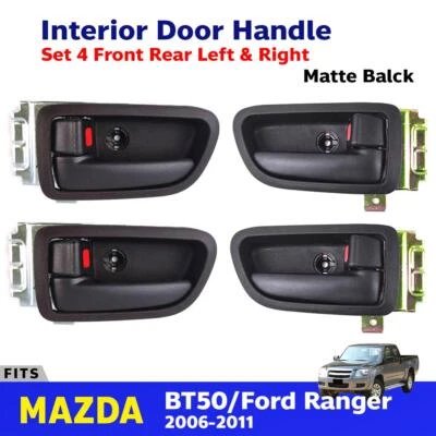 Inside Door Handle Black Set 4 Fits Mazda BT-50 Ford Ranger Pickup 2006-11 E06 Foto 1 de 4