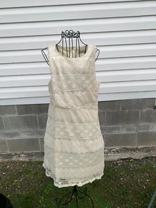 NEW Romy Ladies size Medium Cream Sleeveless Lace Dress Knee Length - Picture 1 of 11