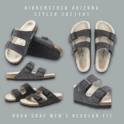 Birkenstock Arizona Sandals Slides Dark Gray 1021141 Mens Size EUR 44 US 11 _A2 - Image 1 of 4
