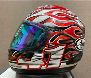 Casco de motocicleta Arai RX-7X Haga Noriyuki L talla 59-60 casco Japón USADO - Imagen 1 de 10