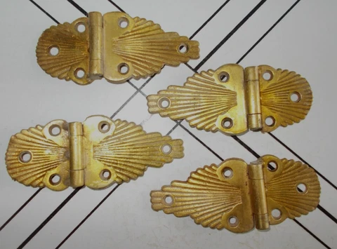 4~ANTIQUE ORNATE SOLID BRASS OFFSET HINGES FOR FURNITURE RESTORATION~LOT #2 Cover