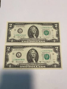 2017 2$ Bill Uncirculated sequential notes Lot of 2 - Bild 1 von 2