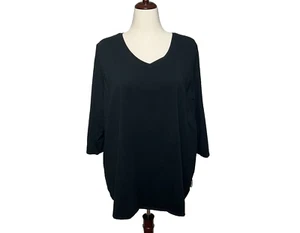 J Jill Top Womens 3X Black White Striped Button Back V Neck Rayon Blend Tunic - Picture 1 of 9