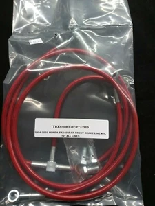 RED +2" EXTENDED FRONT BRAKE LINES  & +2" STEM  KIT HONDA TRX450R TRX450ER - Picture 1 of 1