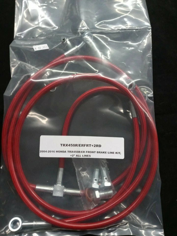RED +2" EXTENDED FRONT BRAKE LINES  & +2" STEM  KIT HONDA TRX450R TRX450ER - Image 1 of 1