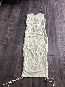 NEW LADIES MISSGUIDED MIDAXI Bodycon Ruched Stretch Fitted DRESS SIZE 14 BNWT - Picture 1 of 8