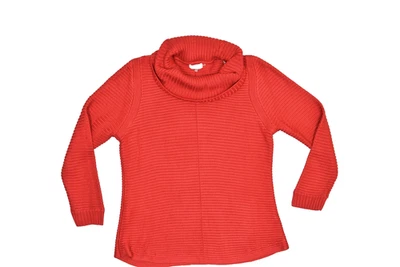 Suéter feminino Calvin Klein gola alta vermelho com nervuras tamanho normal GG - Imagem 1 de 4