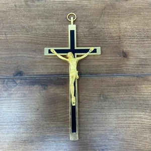 Crocifisso in metallo croce Gesù INRI da appendere a parete tono oro cristianesimo 8" Italia - Foto 1 di 7