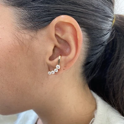 Diamond Earrings Round 1.61 Ct E-F VS1 Lab Created 14k Rose Gold - Image 1 of 4