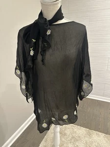 Karen Kane Daisy Flowy Top With Attached Scarf - Picture 1 of 3