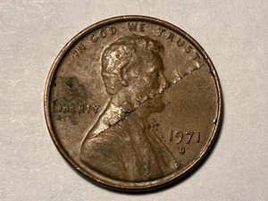 1971-D Obverse Lamination Error Lincoln Memorial Cent Circulated Coin - Picture 1 of 11