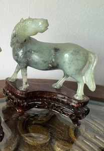 Vintage Hand Carved Jade Stone Sculpture With Custom Base 4” - Picture 1 of 8