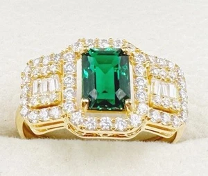 LUXUS Damen Ring Smaragd,Brillant Diamanten Echtes 750 Gelbgold 18KT,Neu() - Bild 1 von 11