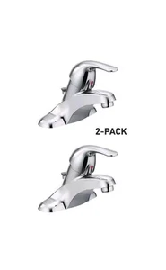 (2 Pack) Moen WS84509 Adler Chrome Single Handle Bathroom Sink Faucet with Drain - Picture 1 of 2