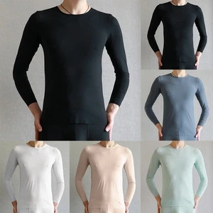 Breathable Men's Blue Ice silk See through Mesh Long Sleeve T Shirt Fitness Top - Picture 1 of 20