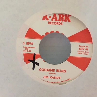 JIM KANDY Cocaine Blues / The Only Girl For Me K-Ark Records 7" Single 45 RPM - Image 1 of 2
