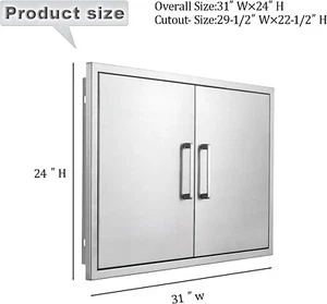 31 x 24 Inch Outdoor Kitchen Door 304 Stainless Steel Double Access Cabinet Door - Picture 1 of 7