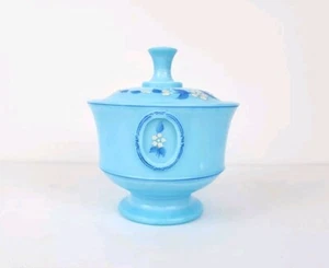 Vintage Westmoreland Handmade/painted Authentic (Blue) Glass Covered Bowl Signed - Picture 1 of 21