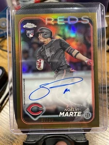 2024 Topps Chrome True Gold Auto Refractor Noelvi Marte /50 π₯ True Gold RC Reds - Picture 1 of 2
