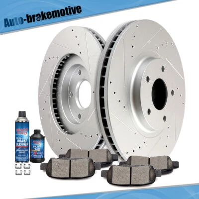 FOR INFINITI EX35 G25 M45 Q40 NISSAN 350Z FRONT BRAKE ROTORS AND CERAMIC PADS - Image 1 of 4