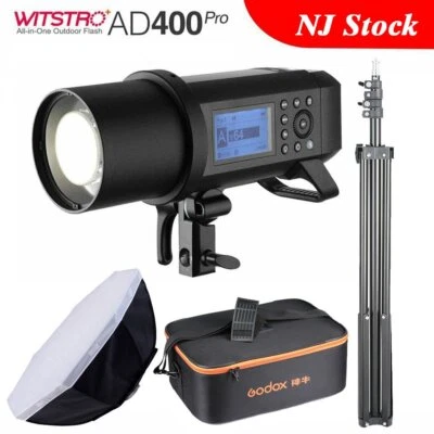 US Godox AD400Pro TTL HSS 2.4G Studio Flash Bowens+95cm Softbox Stand+Carry Case - Image 1 of 4