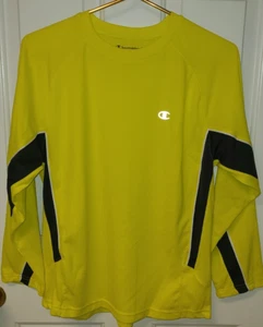 Men’s Champion Long Sleeve Workout Top Size Large Neon Yellow - Picture 1 of 7