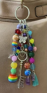 Handbag jewelry For designer bag Charm purse Keychain Multicolored Love Pride - Picture 1 of 3