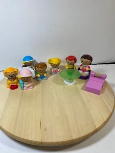 Learning Curve Play Town Figures Wood & Plastic 7 People Figurines Furniture Set - Picture 1 of 8