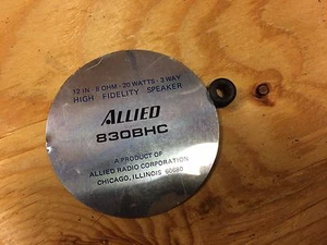 Vintage Rear ID Plate Cover Badge & Grommet for Allied Speaker 830BHC - Picture 1 of 5