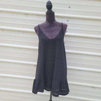 Xhilaration Negro Natación Cubrir Mini Vestido Trapecio Solero Tanque Elastizado Talla L Foto 1 de 4