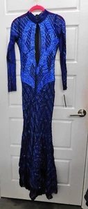 Nuevo Vestido Holt Miami Azul Malla Pintado Largo Noche Baile de graduación $899rt talla S - Imagen 1 de 6