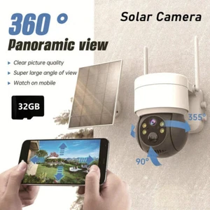 1080P Überwachungskamera Außen 360° Sicherheit Solar Kamera 2-Wege-Sprechanlage - Bild 1 von 19