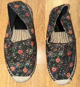 Isabel Marant Black Floral Espadrille Flat Shoes - Size 7.5 - 38