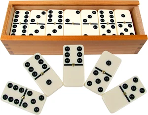 Dominoes Set- 28 Piece Double-Six Ivory Domino Tiles Set, Classic Numbers Table - Picture 1 of 12