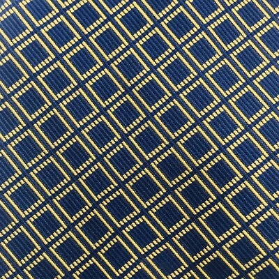 Corbata Vintage Ralph Lauren Cuadrados Dorados Azul 3.5" Ancho 56" Largo Hecha en EE. UU.  Foto 1 de 4