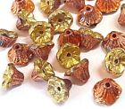 25 Czech Glass Flower Cup Beads 7 x 5 mm - California Gold Rush