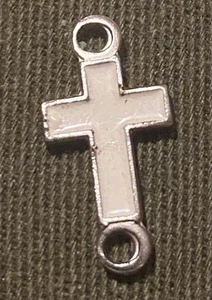 White Enameled Filled 3/4 Inch Cross Pendant Charm - Picture 1 of 2