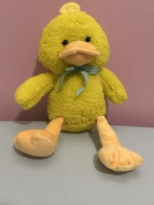 10” Yellow Duck Chick Animal Adventure Green Gingham Bow Plush Stuffed 2015 - Picture 1 of 3
