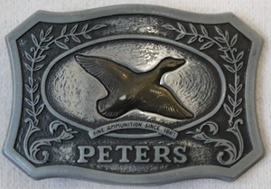 Peters Fine Ammunition Since 1887 Duck Emblem Belt Buckle Vintage 1975 - Picture 1 of 3