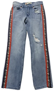 LEVIS 501 SLIM Boys 12 Reg (26x26) Logo Taping Distressed Stretch Denim Jeans - Picture 1 of 18