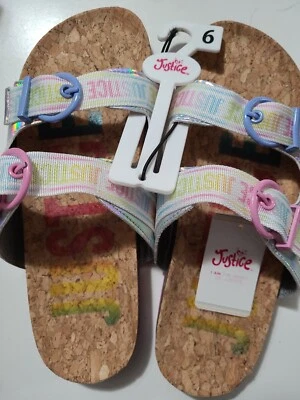 Sandalias Justice para niñas talla 6 zapatos sin cordones con plantilla Foto 1 de 4