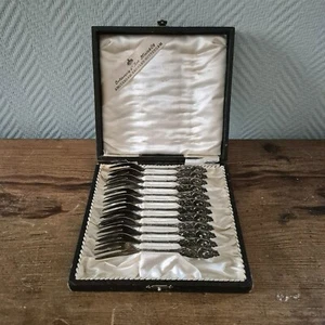 De colección. Juego de 12 horquillas plateadas Orfévrerie d' Art MIELE & Co en caja - Imagen 1 de 9