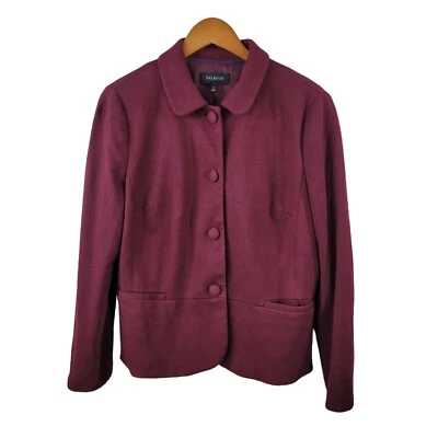 Talbots size 14 Blazer Jacket Business career Maroon Burgundy Pleat Sweatshirt  - Image 1 of 4