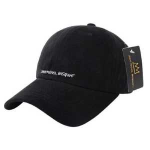 BASQUIAT Evil Thoughts grafische Stickerei 6 Panel Baseball schwarze Kappe Mütze - Bild 1 von 4