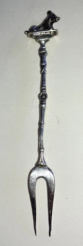 Rare Antique G Vivaldi 800 Silver Wild Boar Figural Pick Fork Cover