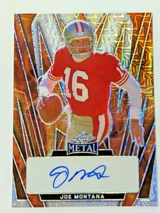 Joe Montana /6 Auto 2024 Foglia Metallo Arancione Mojo 3/6 49ers - Foto 1 di 3