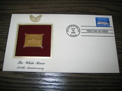 2000 The White House 200th Anniversary FDC Gold Golden Replica Cover STAMP - Image 1 of 2