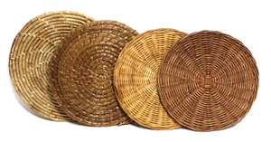 Woven Wicker Rattan Hot Pads Round Coil Trivets Set 4 - Picture 1 of 5